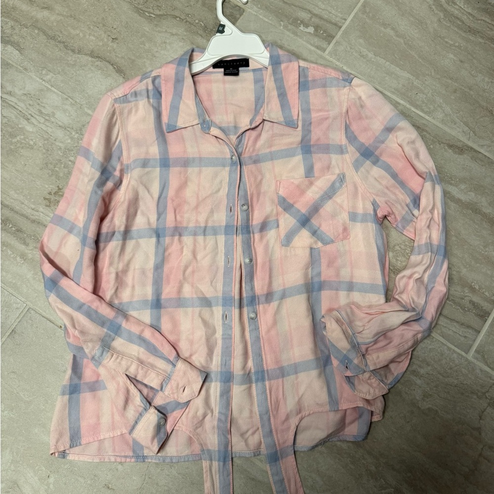 Sanctuary Pink and Blue Long Sleeve Button Down Shirt